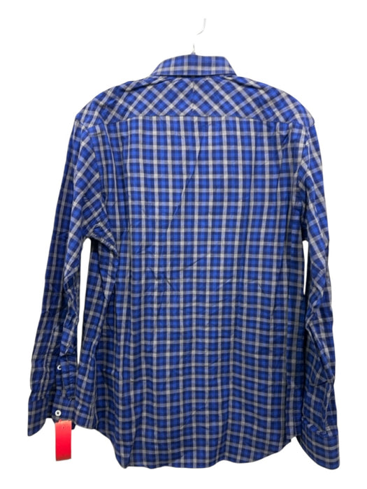 Billy Reid Size S Blue & Gray Cotton Plaid Button Up Men's Long Sleeve Shirt Blue & Gray / S