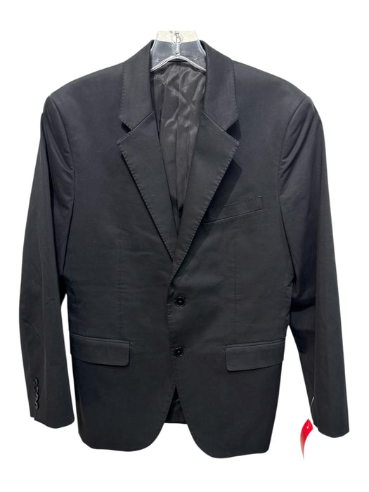 Theory Black Cotton Blend Solid 2 Button Men's Blazer Black / 36S