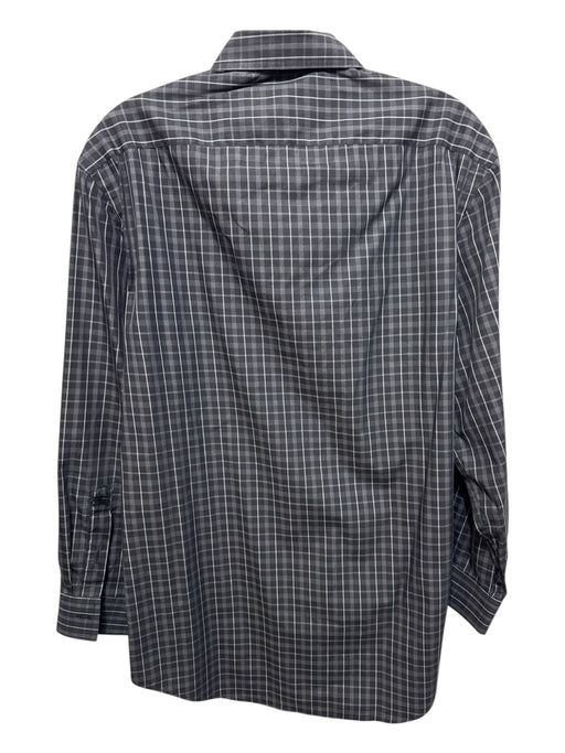 Burberry Size 15.5 Black & Gray Cotton Blend Plaid Button Up Long Sleeve Shirt Black & Gray / 15.5