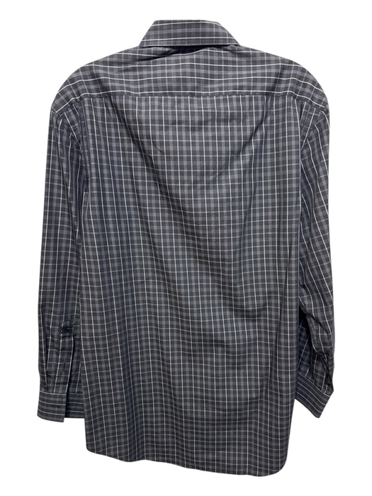 Burberry Size 15.5 Black & Gray Cotton Blend Plaid Button Up Long Sleeve Shirt Black & Gray / 15.5