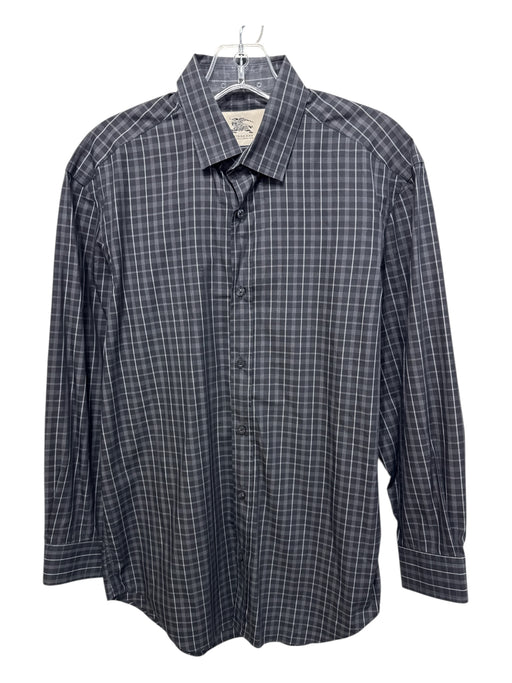 Burberry Size 15.5 Black & Gray Cotton Blend Plaid Button Up Long Sleeve Shirt Black & Gray / 15.5
