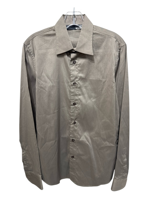 Love Moschino Size S Gray Cotton Solid Button Up Men's Long Sleeve Shirt Gray / S