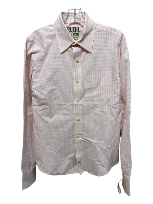 Ruehl Size S White & Pink Cotton Grid Button Up Men's Long Sleeve Shirt White & Pink / S