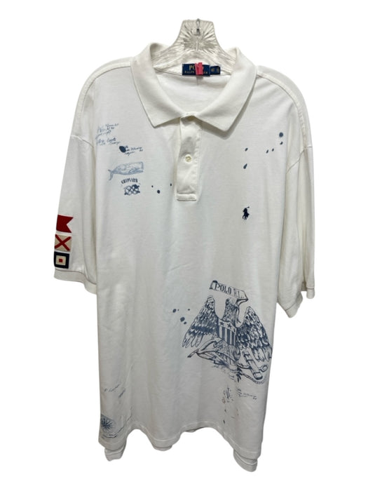 Polo Size XLT White Cotton Sketches Polo Men's Short Sleeve White / XLT