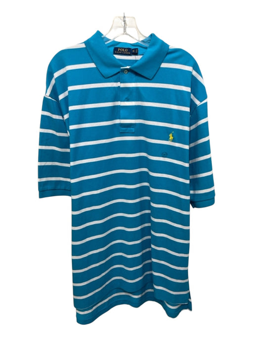 Polo NWT Size XLT Light Blue & White Cotton Striped Polo Men's Short Sleeve Light Blue & White / XLT