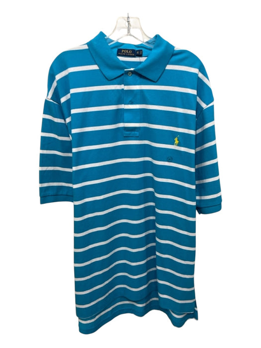 Polo NWT Size XLT Light Blue & White Cotton Striped Polo Men's Short Sleeve Light Blue & White / XLT