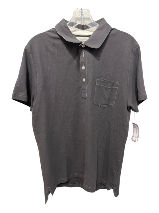 Billy Reid Size S Gray Cotton Solid Polo Men's Short Sleeve Gray / S