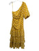 Veronica Beard Size 6 Yellow Cotton & Silk Botanical Print Cold Shoulder Dress Yellow / 6