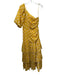 Veronica Beard Size 6 Yellow Cotton & Silk Botanical Print Cold Shoulder Dress Yellow / 6
