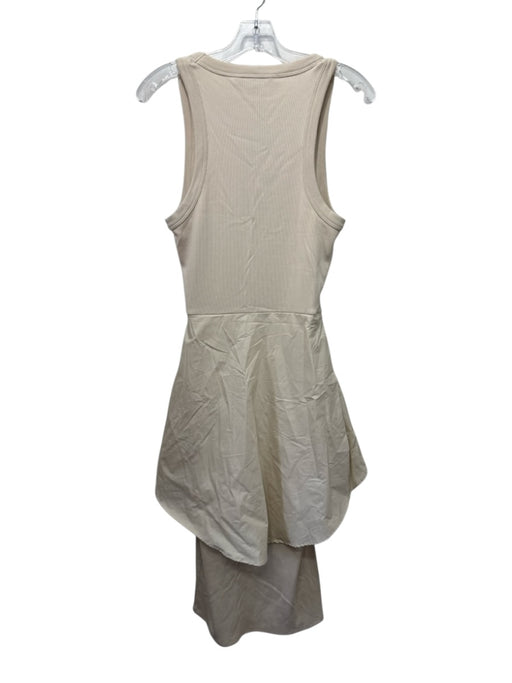 Veronica Beard Size M Beige Cotton Blend Jersey Sleeveless Tie Waist Midi Dress Beige / M