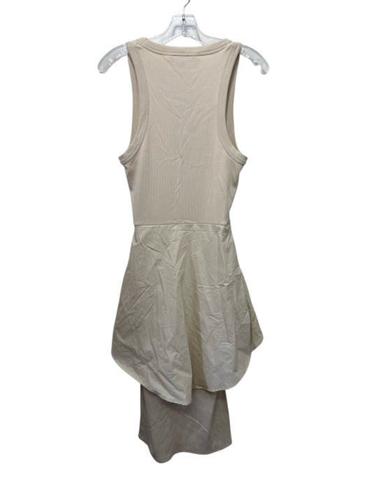 Veronica Beard Size M Beige Cotton Blend Jersey Sleeveless Tie Waist Midi Dress Beige / M