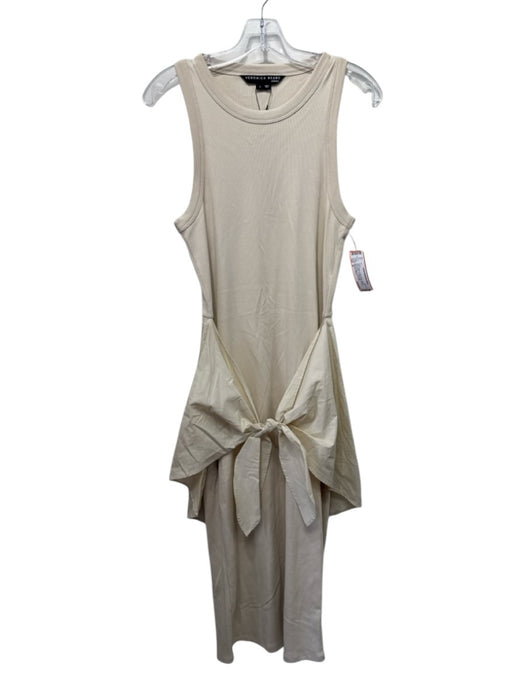 Veronica Beard Size M Beige Cotton Blend Jersey Sleeveless Tie Waist Midi Dress Beige / M