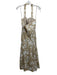 Veronica Beard Size 8 Beige Linen Blend Halter Floral Print Pleated Dress Beige / 8