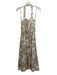 Veronica Beard Size 8 Beige Linen Blend Halter Floral Print Pleated Dress Beige / 8