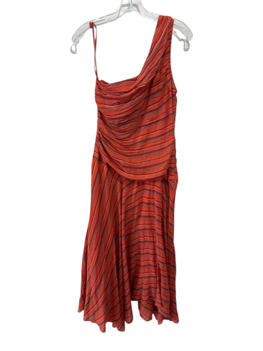 Ulla Johnson Size 6 Orange Cotton Striped Cold Shoulder Maxi Ruched Dress Orange / 6