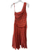 Ulla Johnson Size 6 Orange Cotton Striped Cold Shoulder Maxi Ruched Dress Orange / 6