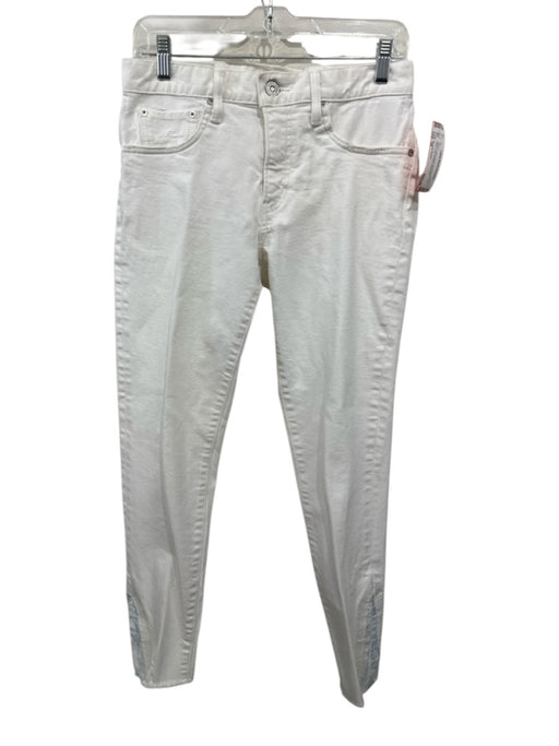 Moussy Vintage Size 28 White Cotton Blend Zip & Button Low Rise Crop Jeans White / 28