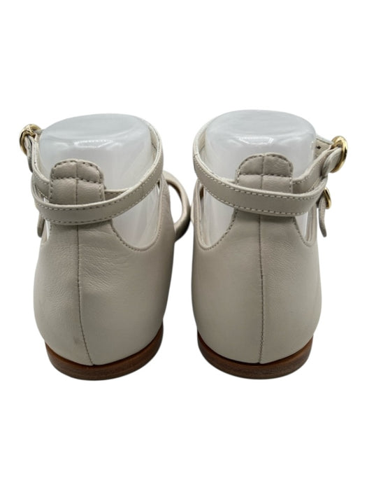 MaxMara Shoe Size 38.5 Ecru Leather Ankle Buckle Round Almond Toe Flats Shoes Ecru / 38.5