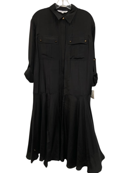 Veronica Beard Size 6 Black Silk Slip Incld Button Front Maxi Patch Pocket Dress Black / 6