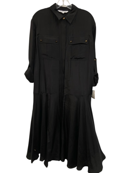 Veronica Beard Size 6 Black Silk Slip Incld Button Front Maxi Patch Pocket Dress Black / 6