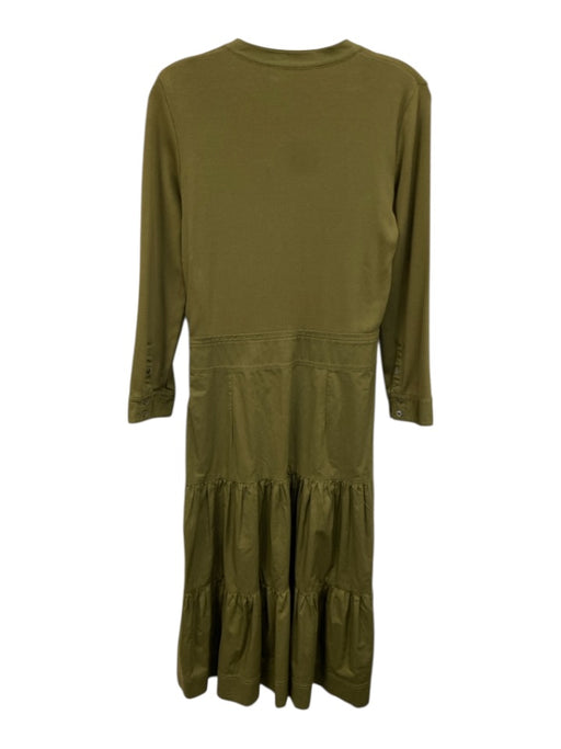 Veronica Beard Jeans Size S Army Green Cotton Blend Maxi Mixed Fabric Dress Army Green / S