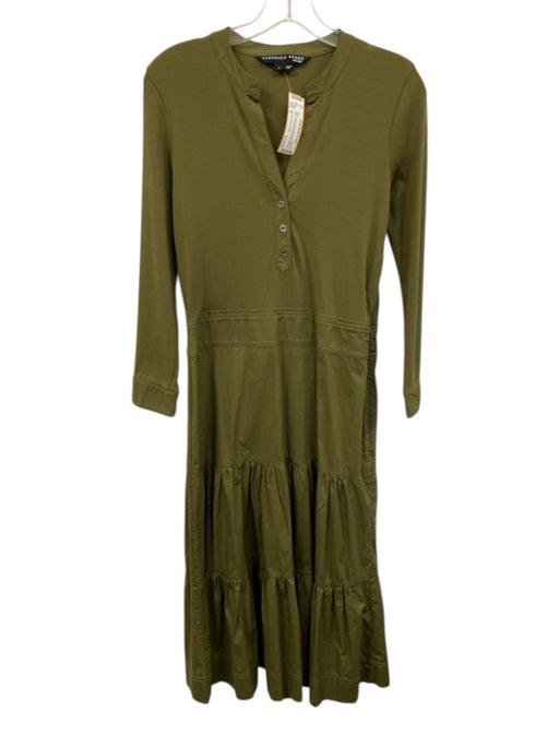 Veronica Beard Jeans Size S Army Green Cotton Blend Maxi Mixed Fabric Dress Army Green / S
