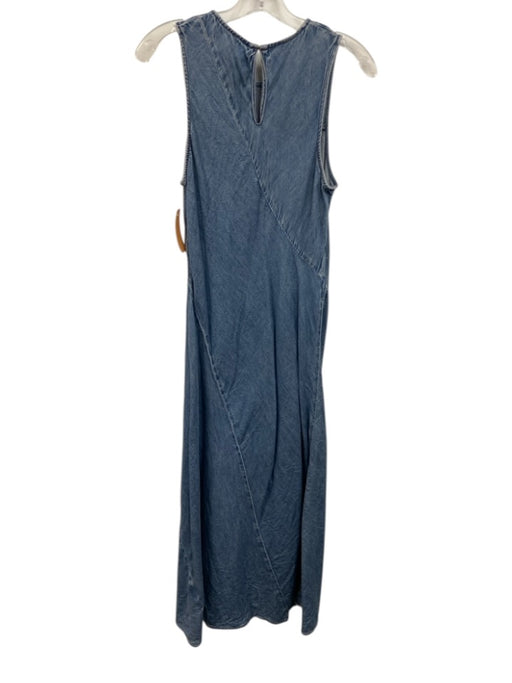Rag & Bone Size 6 Blue Cotton Blend Keyhole Back Denim Sleeveless Maxi Dress Blue / 6