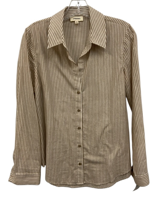L'agence Size S Yellow, Green & Multi Cotton Blend Striped Gold Thread Top Yellow, Green & Multi / S