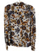 Ulla Johnson Size 6 Blue, Orange & Multi Silk Printed Tie Neck Button Front Top Blue, Orange & Multi / 6