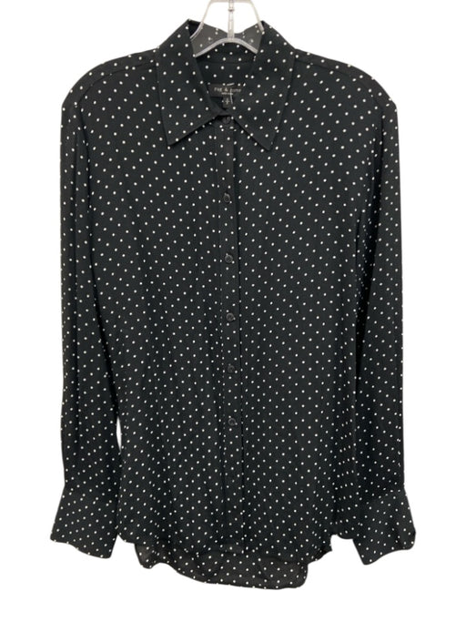 Rag & Bone Size S Black Viscose Polka Dots Button Front Long Sleeve Top Black / S