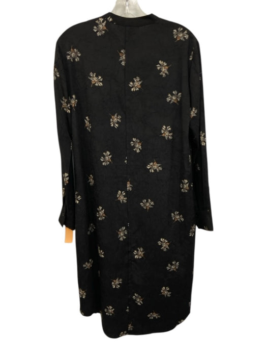Vince Size S Black & Multi Polyester Floral Jacquard Long Sleeve Dress Black & Multi / S