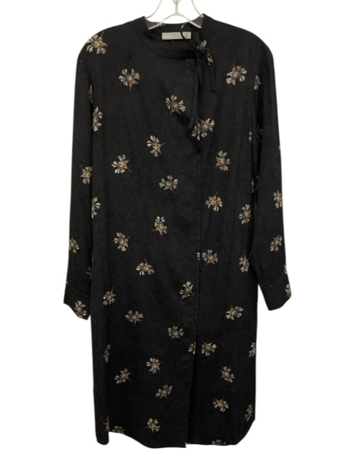 Vince Size S Black & Multi Polyester Floral Jacquard Long Sleeve Dress Black & Multi / S