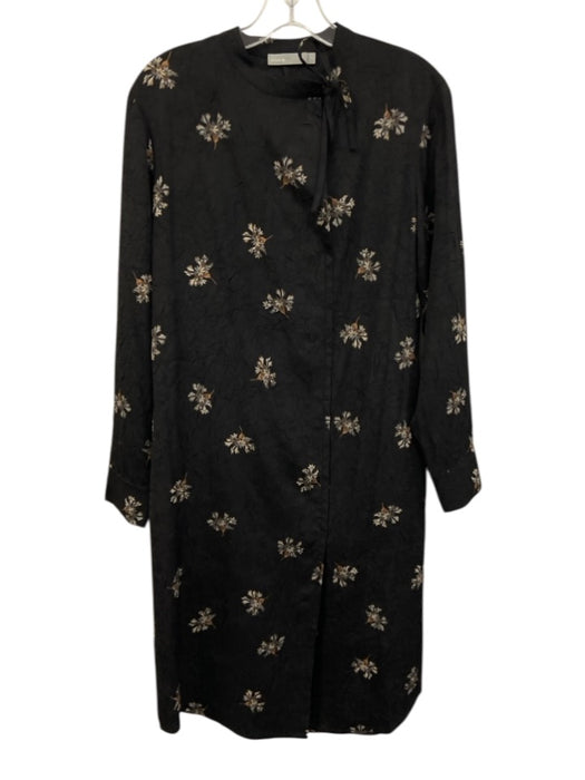 Vince Size S Black & Multi Polyester Floral Jacquard Long Sleeve Dress Black & Multi / S
