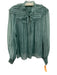 Ulla Johnson Size 6 Teal Silk Sheer Button Front Ruffles Long Sleeve Top Teal / 6
