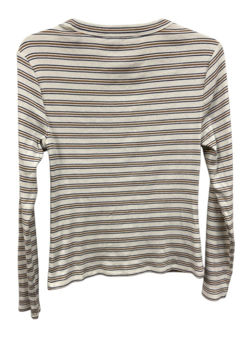 Veronica Beard Size M White, Brown & Navy Cotton Blend Striped Long Sleeve Top White, Brown & Navy / M