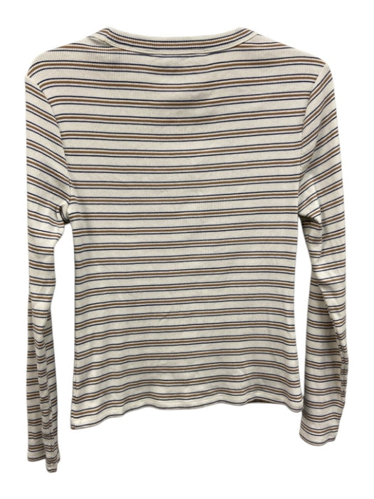 Veronica Beard Size M White, Brown & Navy Cotton Blend Striped Long Sleeve Top White, Brown & Navy / M
