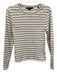 Veronica Beard Size M White, Brown & Navy Cotton Blend Striped Long Sleeve Top White, Brown & Navy / M