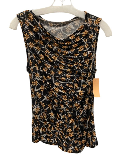 Ulla Johnson Size M Navy Multi Lyocell Sleeveless Ruched Top Navy Multi / M