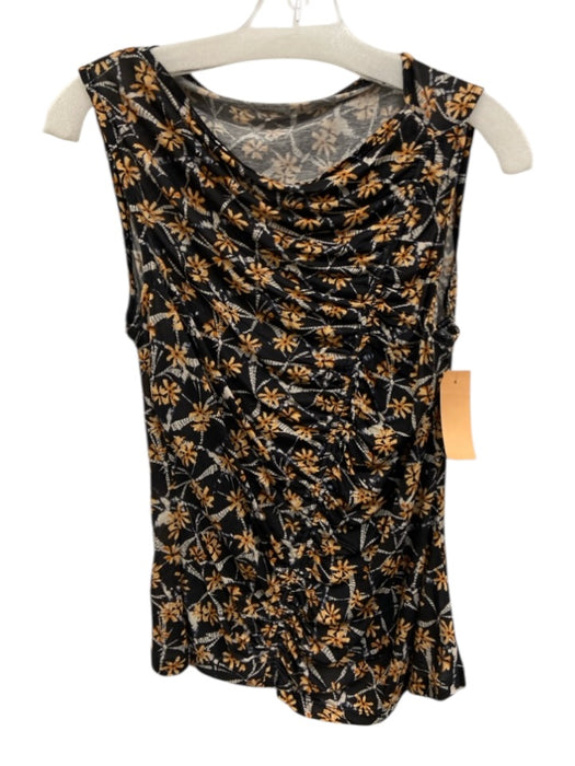 Ulla Johnson Size M Navy Multi Lyocell Sleeveless Ruched Top Navy Multi / M