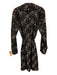 Trina Turk Size 6 Black & Tan Rayon Blend Lace Tie belt 2 Button Coat Black & Tan / 6