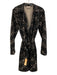 Trina Turk Size 6 Black & Tan Rayon Blend Lace Tie belt 2 Button Coat Black & Tan / 6