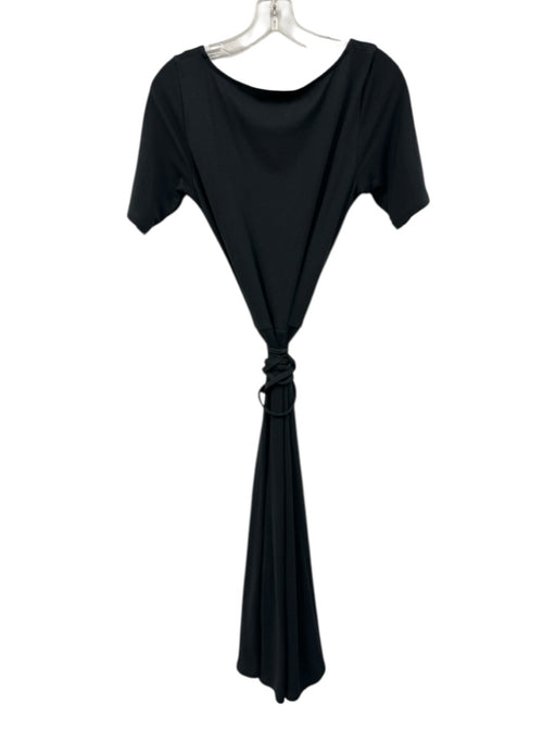 Vince Size M Dark Grey Cotton Tie Belt Boat Neck Short Sleeve Maxi Dress Dark Grey / M