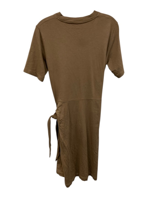 Vince Size S Brown Cotton Wrap Front Crew Neck Short Sleeve Dress Brown / S