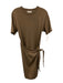 Vince Size S Brown Cotton Wrap Front Crew Neck Short Sleeve Dress Brown / S