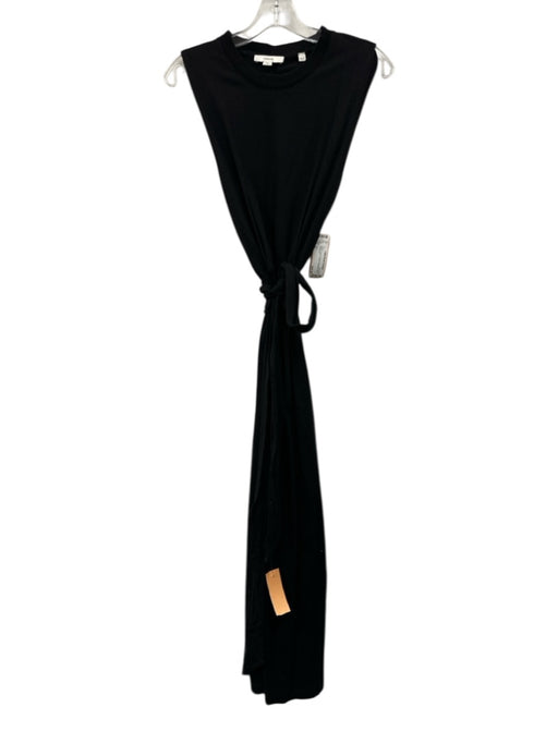 Vince Size S Black Cotton Tie Belt Sleeveless Maxi Dress Black / S