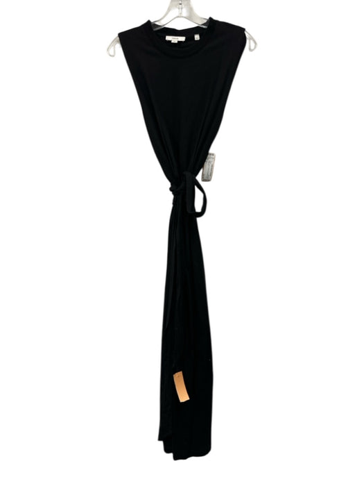 Vince Size S Black Cotton Tie Belt Sleeveless Maxi Dress Black / S