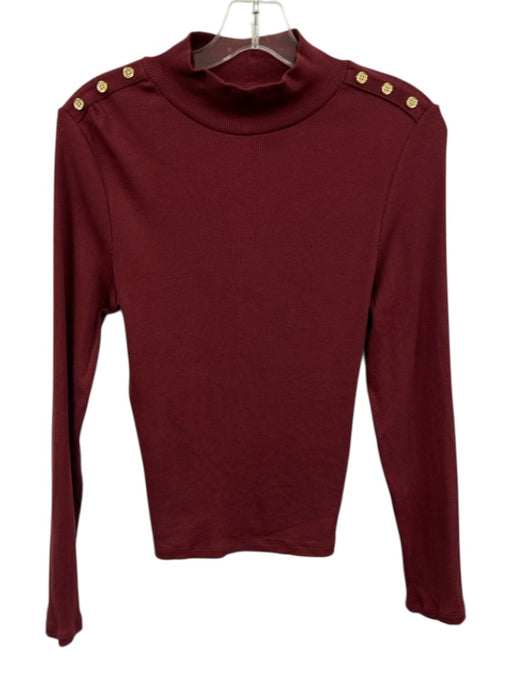 Veronica Beard Size M Burgandy Missing Fabric Tag Ribbed Long Sleeve Top Burgandy / M