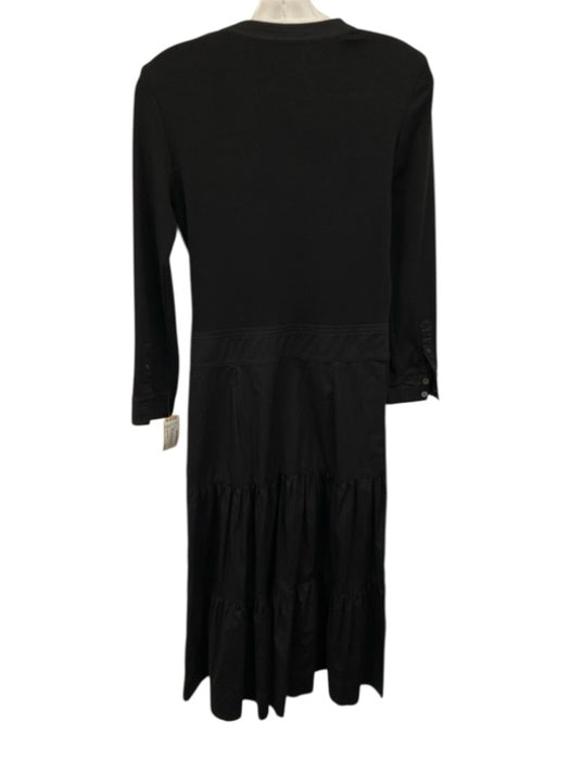 Veronica Beard Size S Black Cotton Blend V Neck Long Sleeve Maxi Dress Black / S