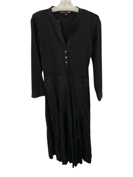 Veronica Beard Size S Black Cotton Blend V Neck Long Sleeve Maxi Dress Black / S