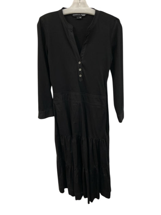 Veronica Beard Size S Black Cotton Blend V Neck Long Sleeve Maxi Dress Black / S